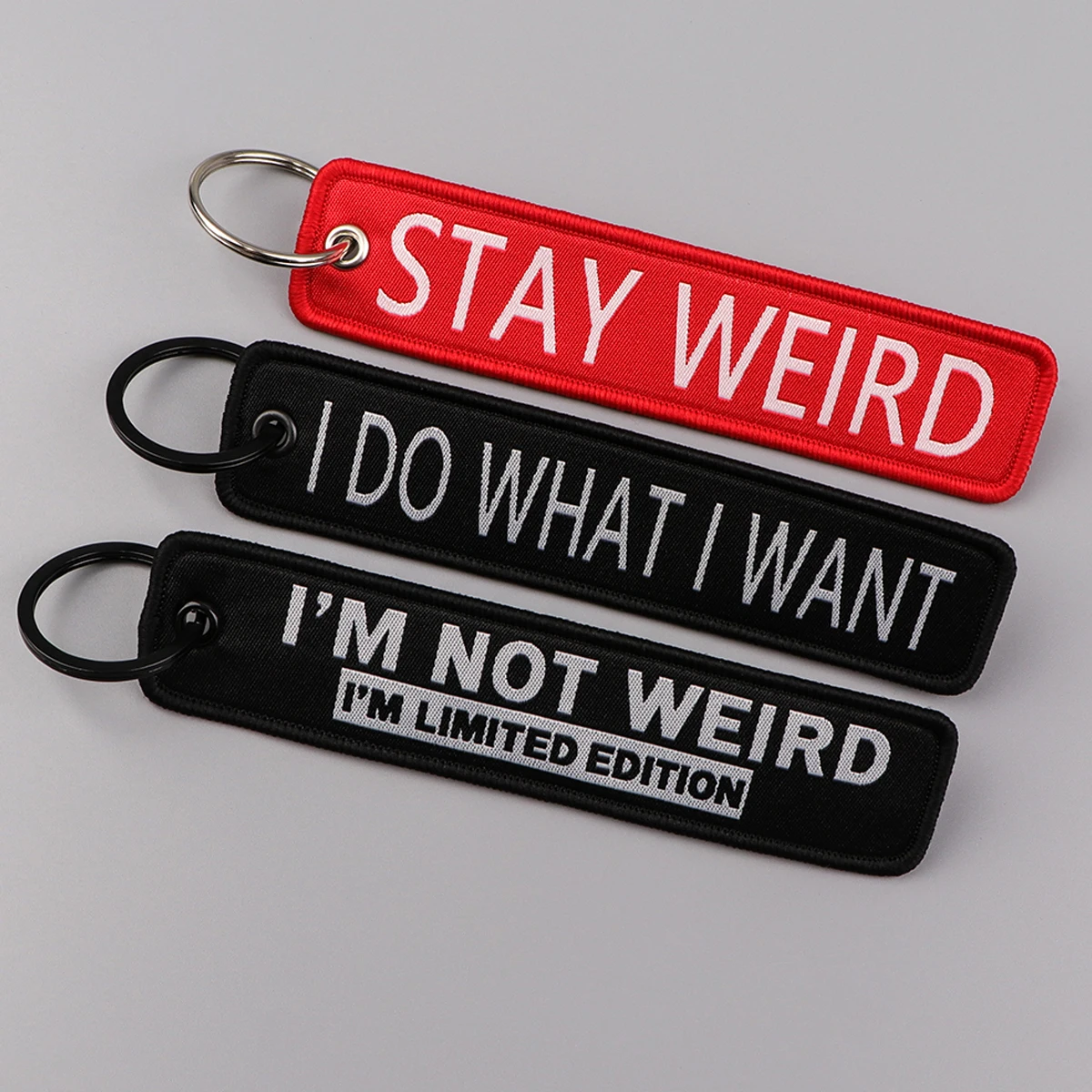 I DO WHAT I WANT Key Tag Halloween Embroidery Key Fobs Keychains for Car Motorcycles Chaveiro Jewelry Keyring Accessories