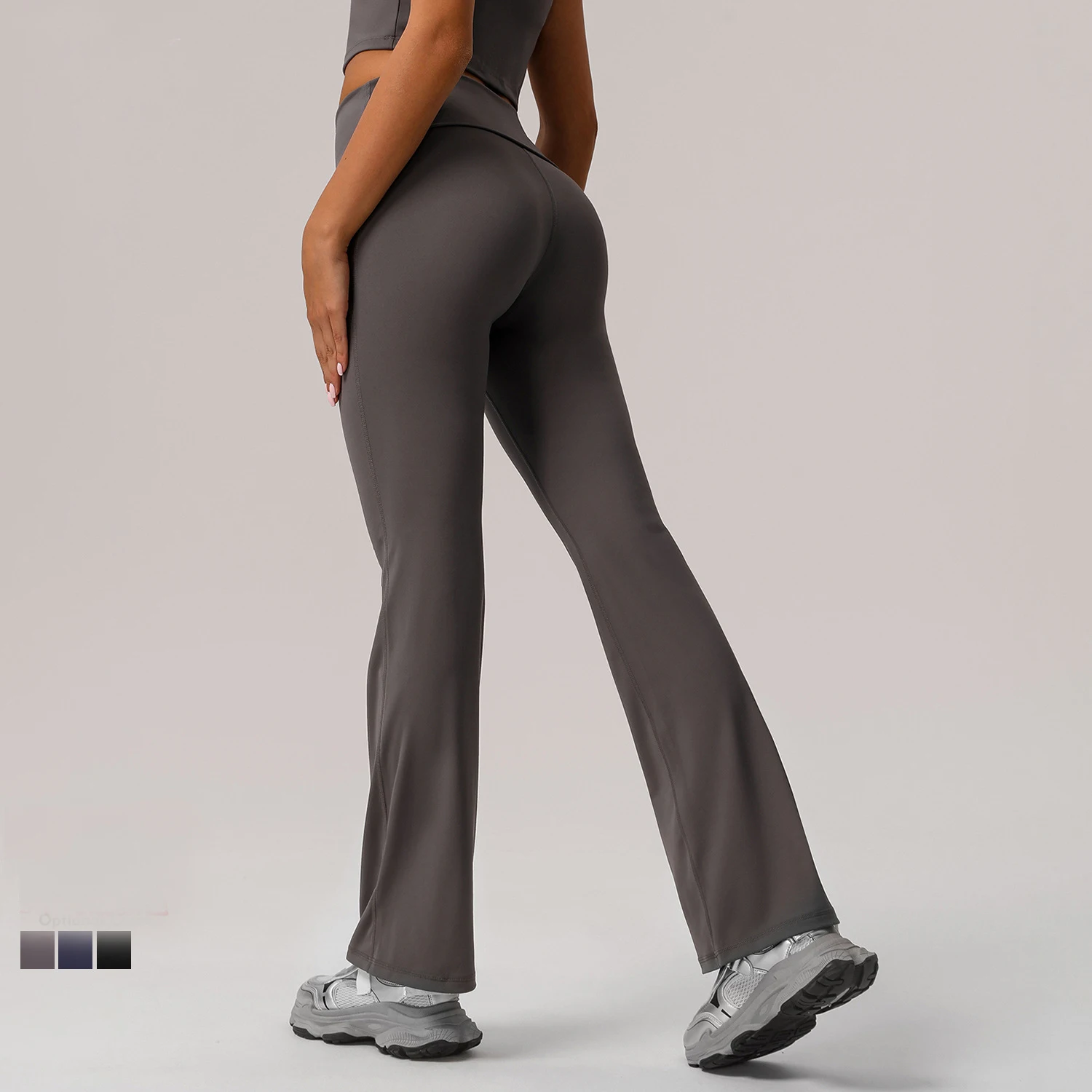 Women High Waist Yoga Pants Solid Color Buttery Soft Bell-Bottoms Slim Fit Wide Leg Sports Trousers Female Breathable Sportswear