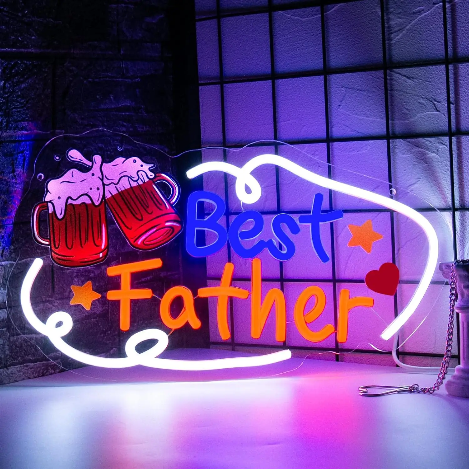 Best Father Beer Neon Sign Colorful LED Wall Art USB Powered Lamp Father Day Decor Bar Kitchen Party Novelty Gift Hanging Light