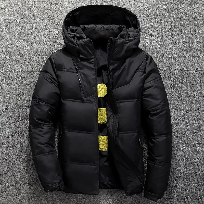 Men Jacket Winter New Thicken Cold-proof Stand Collar Hooded Male Outerwear Long Sleeve Zipper Simple Versatile Man Down Coat