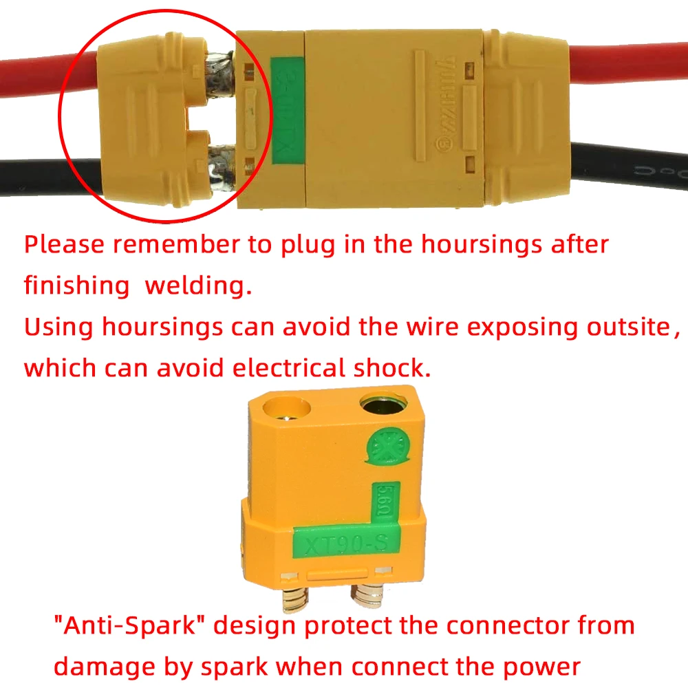 Amass  XT90S Connector xt90s anti spark XT90S XT90-S Male Female Motor Adapter for Battery ESC and Charger Lead for RC Car Truck