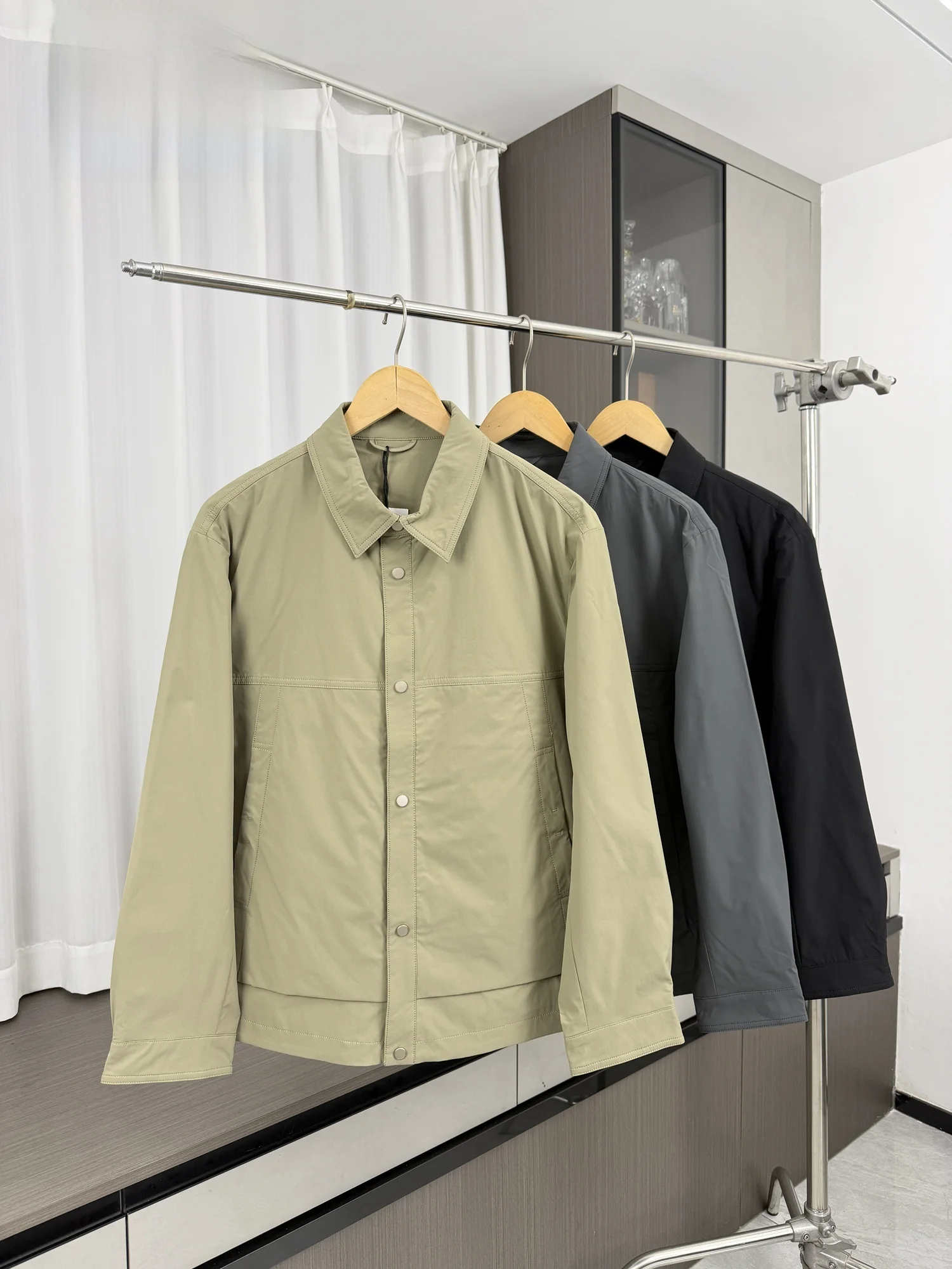 Jaqueta Casual Masculina Leve e Confortável para o Dia a Dia, Respirável, com Colarinho, Moda Urbana de Primavera, Casaco de Manga Longa