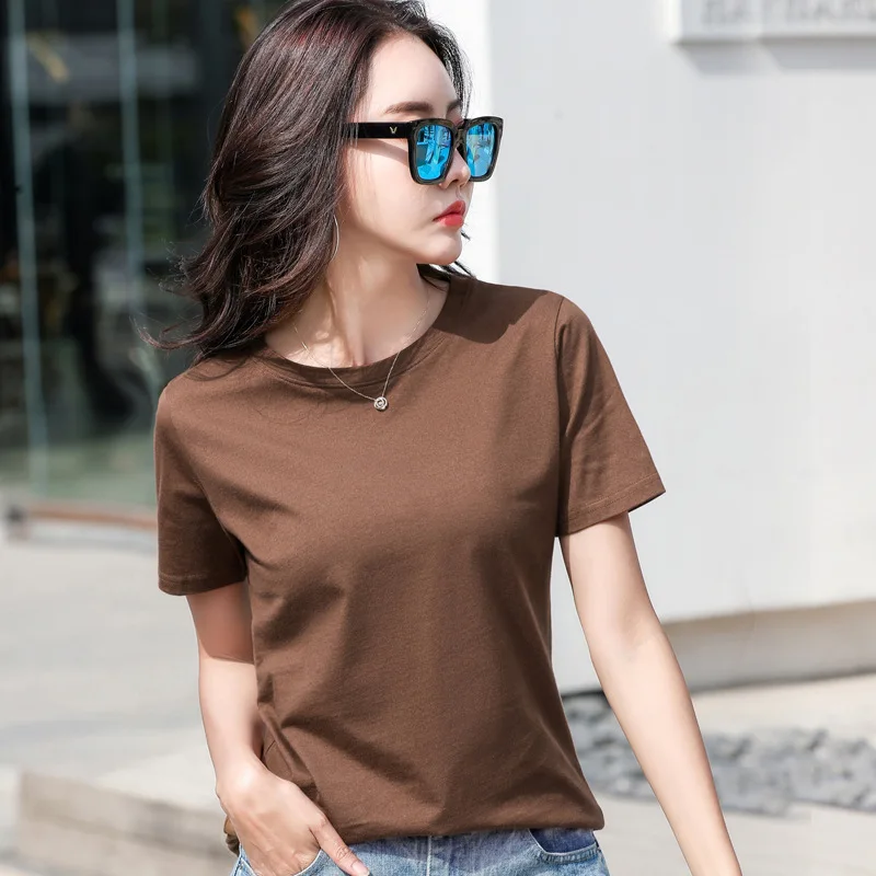 

Women's Short Sleeve T-Shirt Summer Cotton Solid Color Casual Top Simple Comfortable Basic Fit Tee