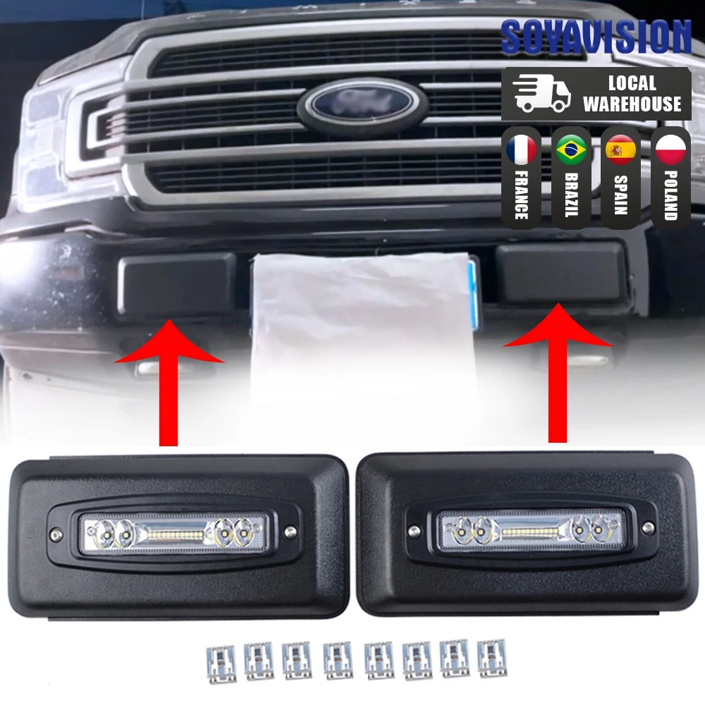 Front Bumper Guard Pad Left And Right Guard Cover Corners Modified With LED Lights Option For Ford F-150 2018-2019  Accessories