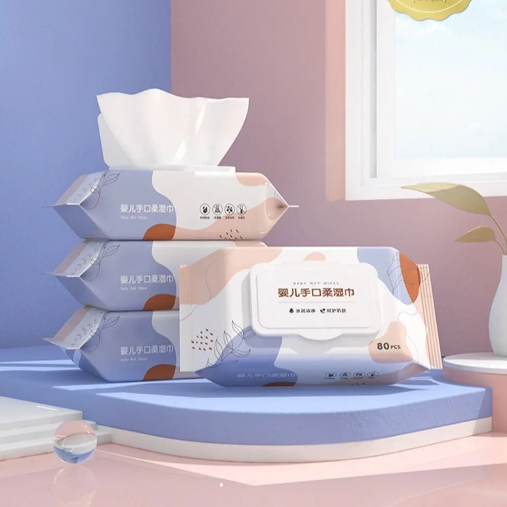80 toallitas húmedas multiusos por bolsa, textura suave, tamaño grande, toallitas de papel para limpieza delicada de manos, toallitas de limpieza para niños