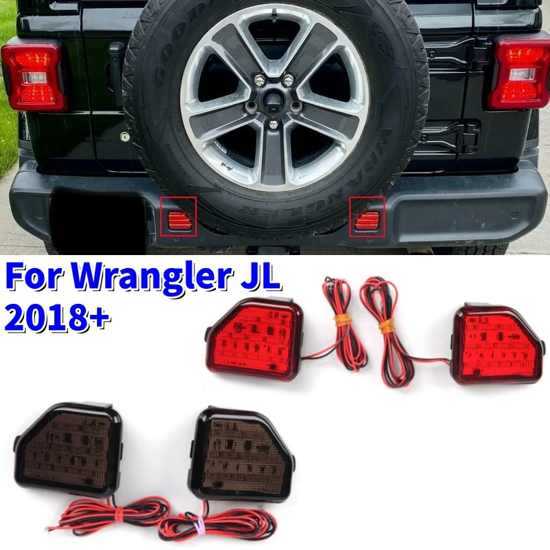 1Pair LED Rear Reflector Side Marker Light Rear Bumper Fog Lamp Tail Brake Signal Lights For Wrangler JL 2018+