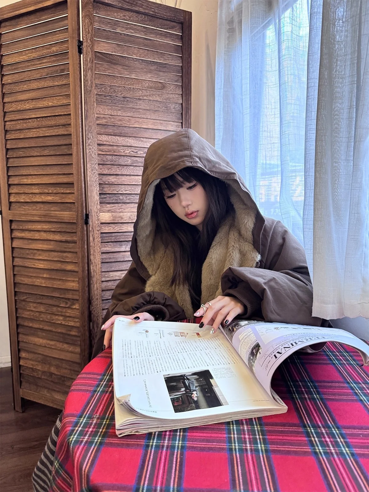 

Double-Sided Wear Cotton Jaet with Rabbit Fur Beans Sle Heavy Canvas Environmentally Friendly Windproof Warm for Couples