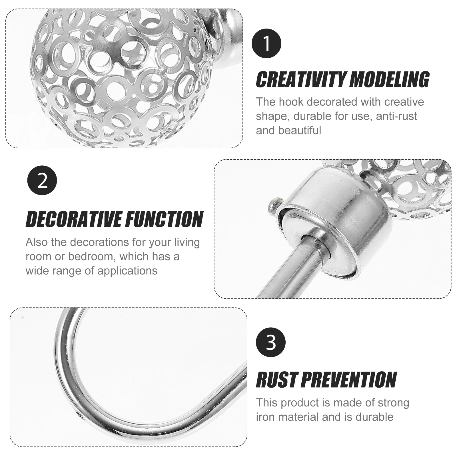 

U Shape Curtain Hook Iron Wall Mounted Drapery Tieback Holdback for Living Room Bedroom Decorative Window Treatment Hardware