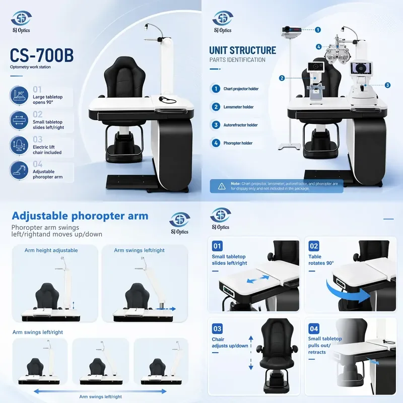 for SJ Optics Ophthalmoscope Table Integrated Examination Table with Chair Eye Examination CS-700B Refractive Eye Examination