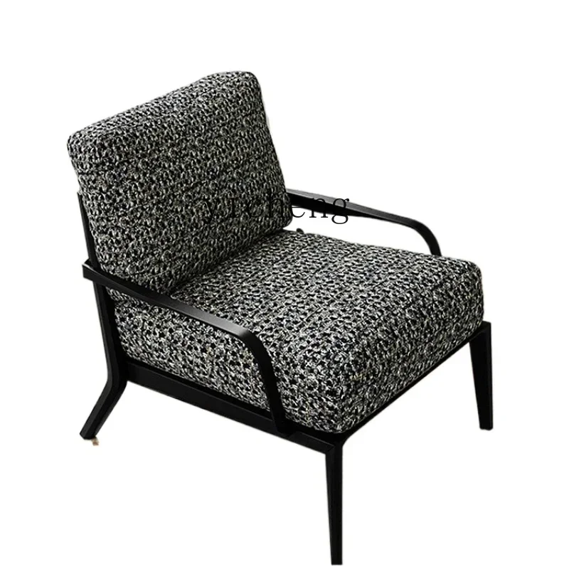 

minimalist single sofa living room armchair light luxury hotel room coarse linen leisure chair
