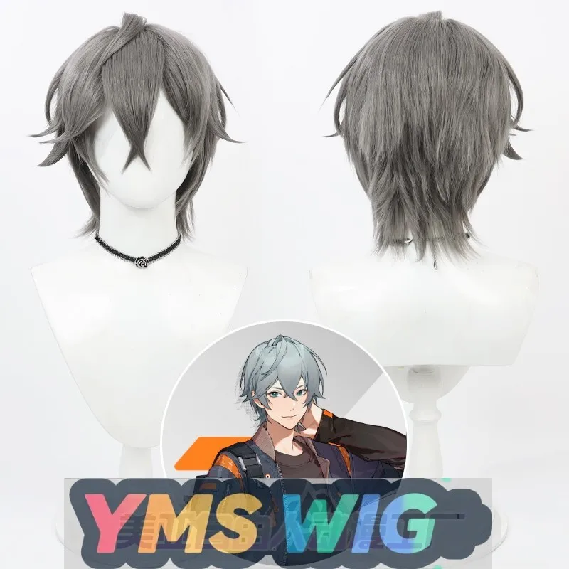 

【Free Man】Zenless Zone Zero Male Wise Cosplay Wig Dark Gray Hair Top Layered Reverse Curl