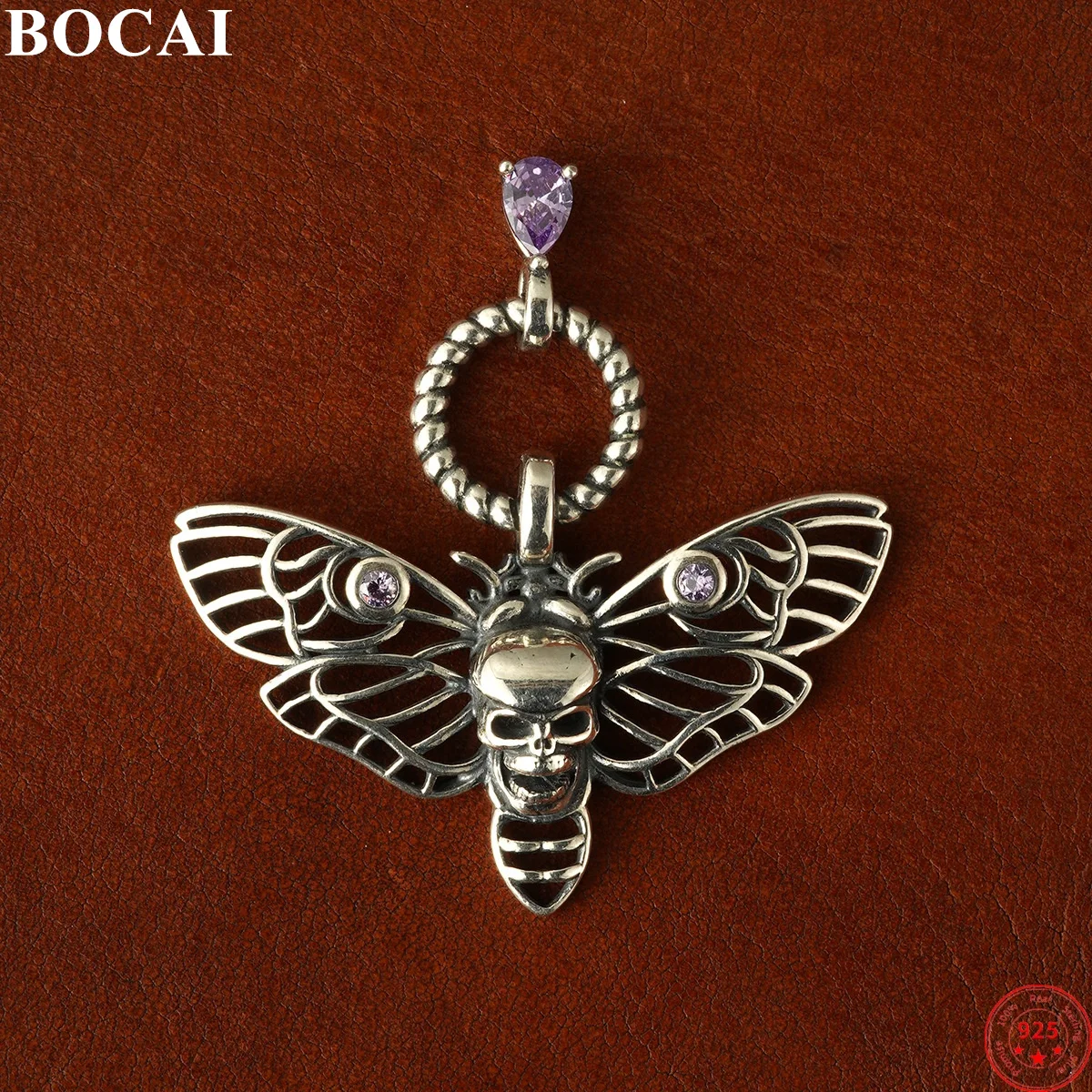 

BOCAI S925 Стерлингового Серебра Подвески Подвески для Женщин Мужчин Ретро Полый Beea Череп Циркон Шарм Амулет Панк Ювелирные Изделия Оптом