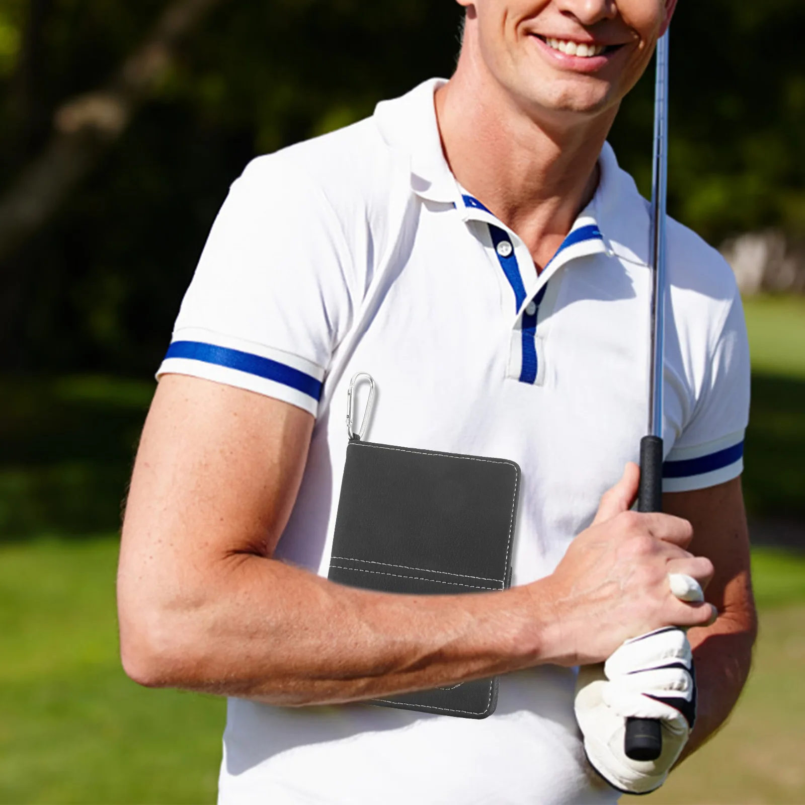 

Golf Score Book Stylish PU Record Notebook Pencil Holder Black Color Fits Scorecards Easy Mark Portable Sports Golfs
