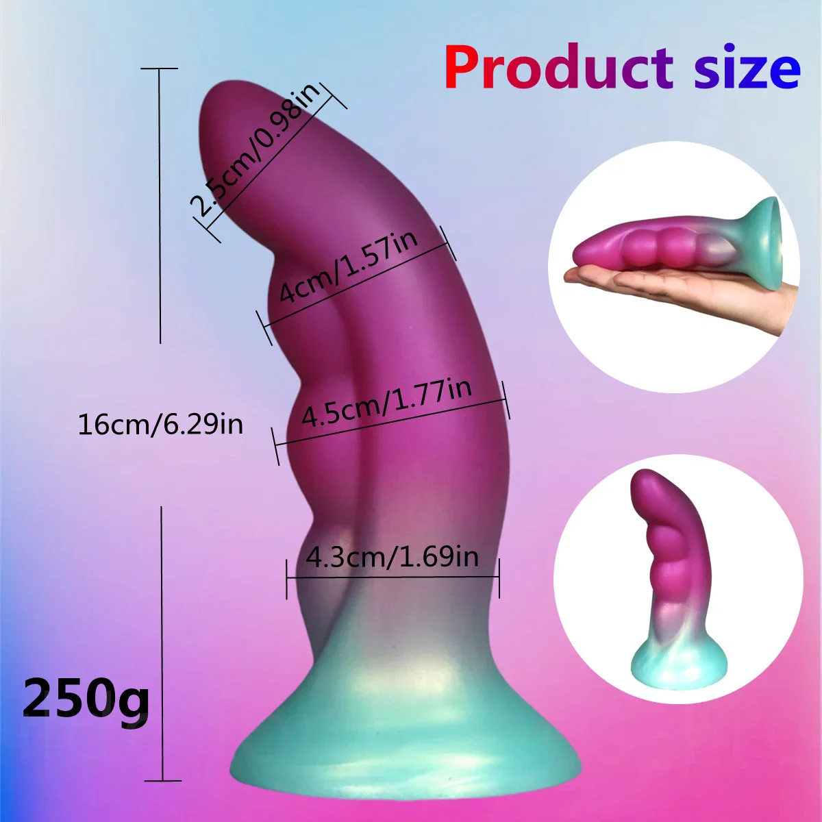 6.3inch Colorful Big Index Finger Shaped Gradient Color Alien Fantasy Knot Silicone Luxury Dildos Soft Anal Butt Plugs Sex Toys