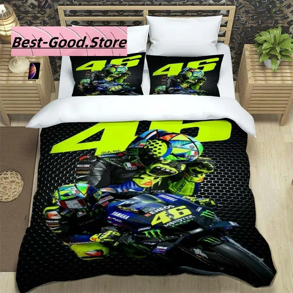 3D Print Motorcycle Fleet VR-46 Bedding Set Boys Girls Twin Queen King Size Duvet Cover Pillowcase Bed boys Adult Bedroom