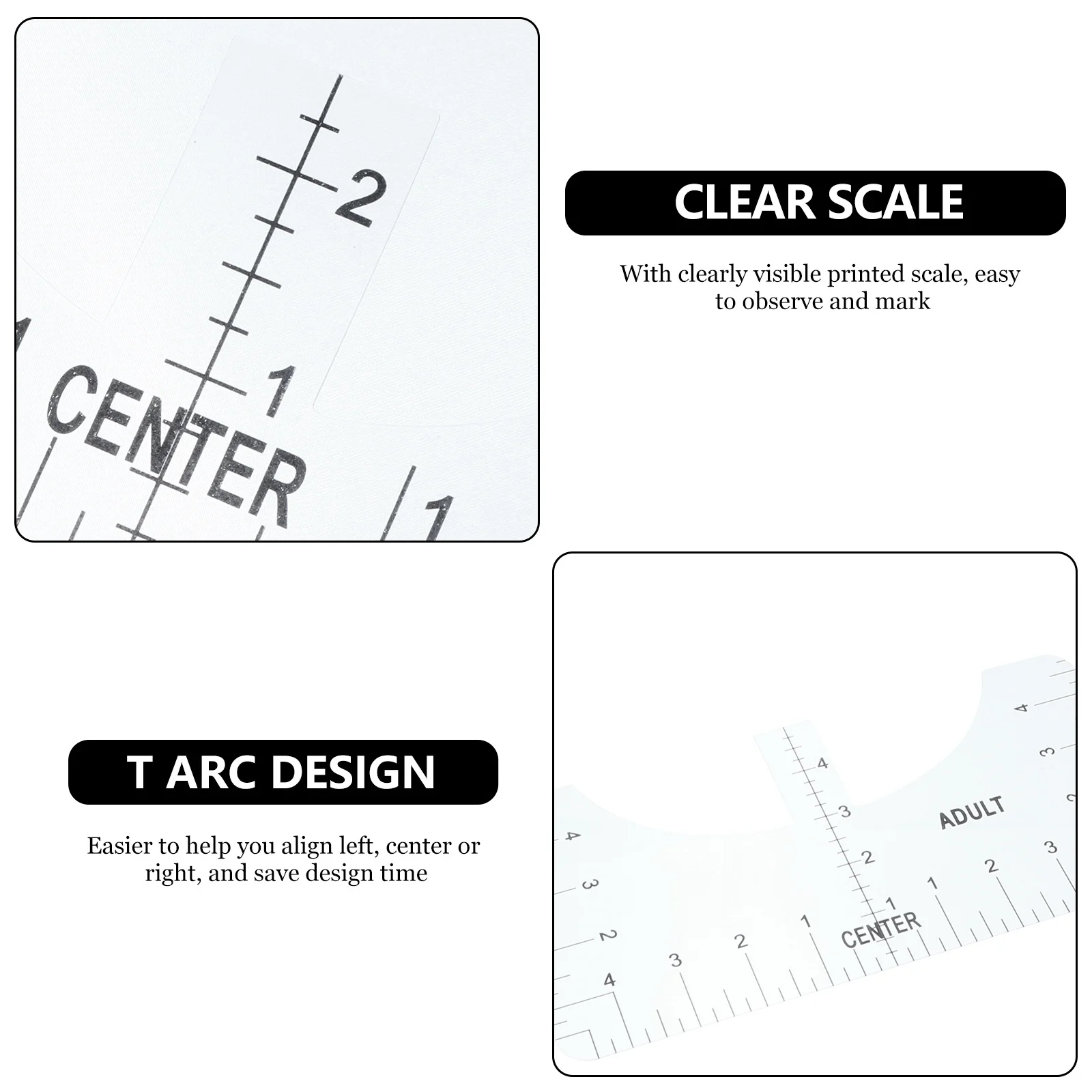 4 قطعة تي شيرت محاذاة حاكم الاكريليك دليل شفاف قياس توسيط أداة الخياطة اكسسوارات خياط تصميم أداة