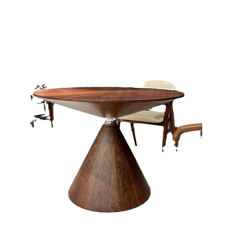 Walnut Small Round Table Hotel Clubhouse Villa Restaurant Box Lobby Office Negotiation Table Tea Leisure Table and Chair