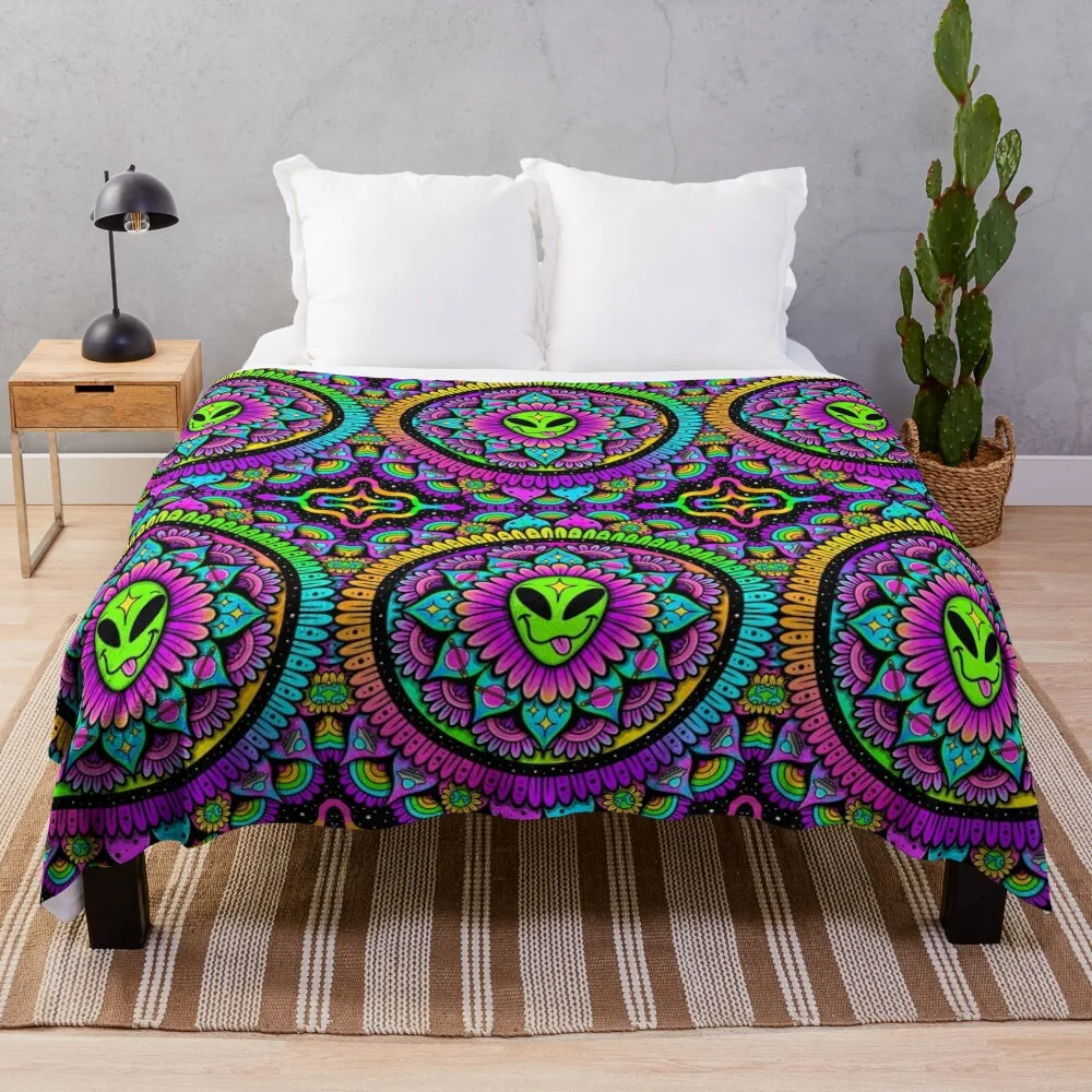 

Alien mandala Throw Blanket valentine gift ideas Sofa Quilt Bed covers Luxury Thicken Blankets