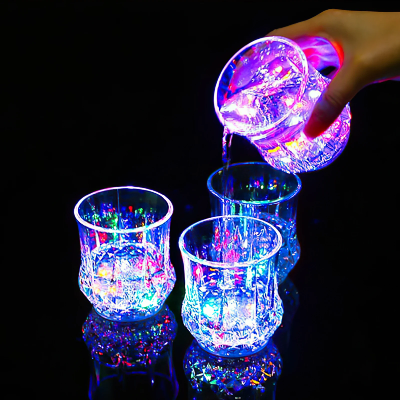 

4 PCS Induction Luminous Cup Bar Cups LED Crystal Tumbler Flickering Light Party Flashing