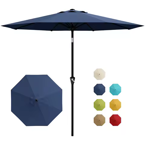 10FT Patio Umbrella Outdoor Table Market Umbrella With Crank Lift &amp; Tilt Sunshade Waterproof For Garden Yard Pool Deck