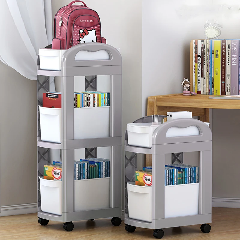 

Movable BookcaseStudent Bookbag TrolleyBathroom OrganizerUnder Table Snack Organizer on WheelsDrawer Bookcase