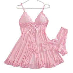 A Set Of Woman Underwear Nightgown Thong Sets Plus Size Suspender Lace Lingerie Sexy Accessories Erotic Bra Nightdress lencería