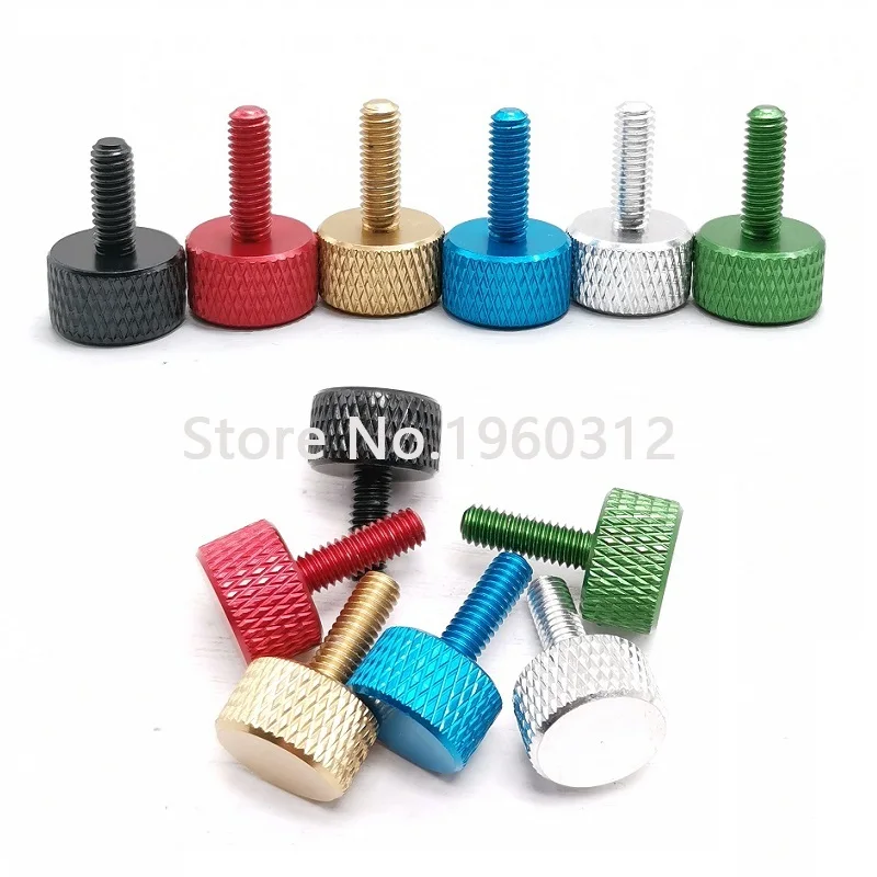 5pcs/lot M3 M4*6/8/10/12/16 colourful aluminum knurled hand tighten thumb screw