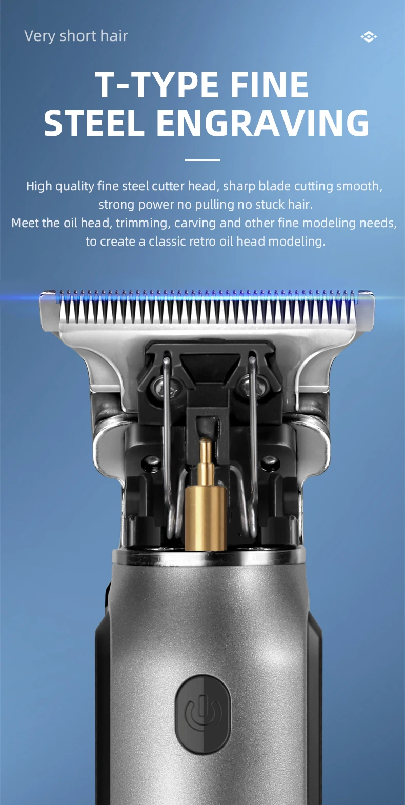 Kemei Mini-Haarschneider, Barttrimmer für Herren, Zero-Gap-T-Klinge, Haarschneidemaschine, kabelloser professioneller Haarschneider KM-1757 – Detail 7