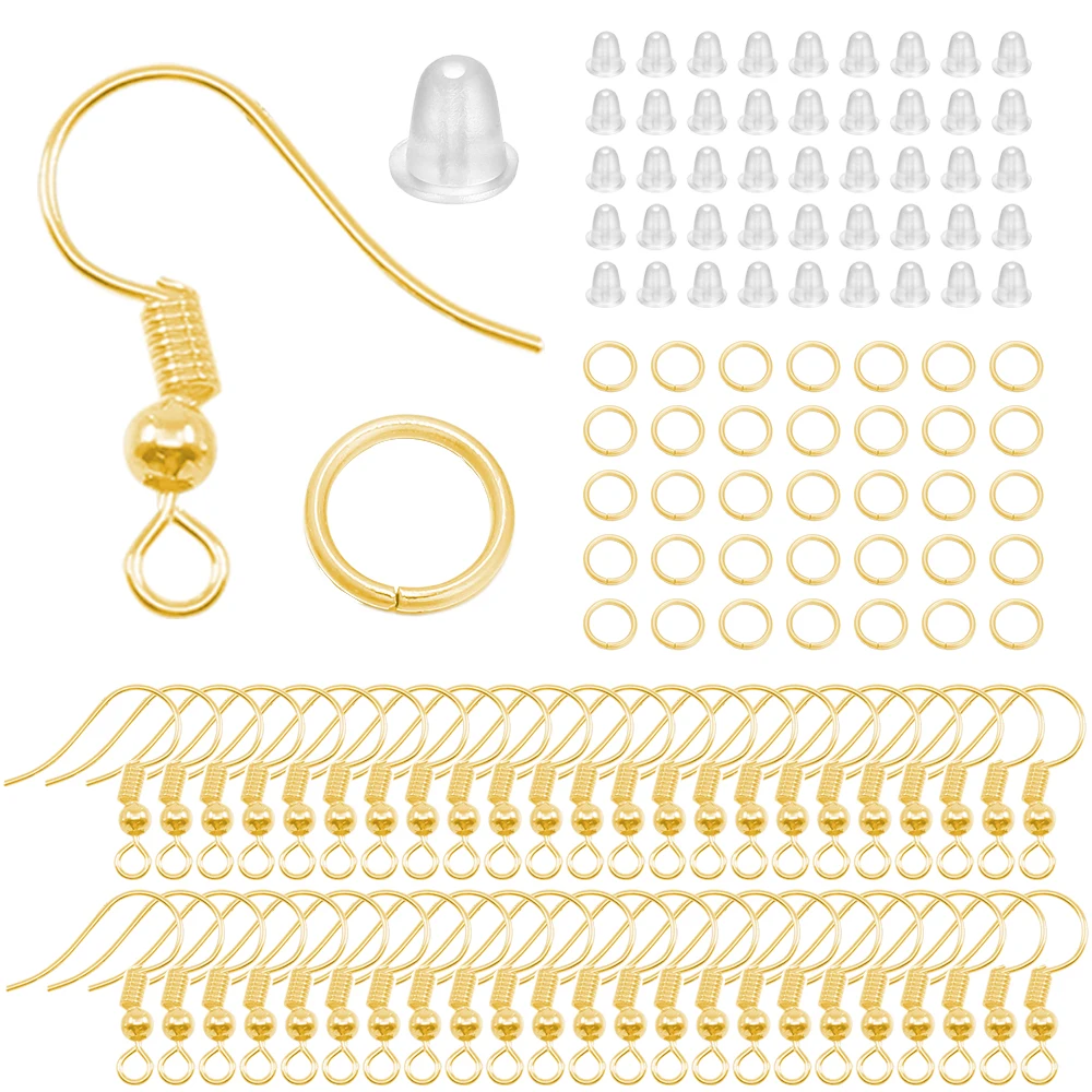 300pcs Earrings Set Earring Hooks Open Jump Rings Ear Plug Connects For DIY Jewelry Making Findings Supplies Accessories