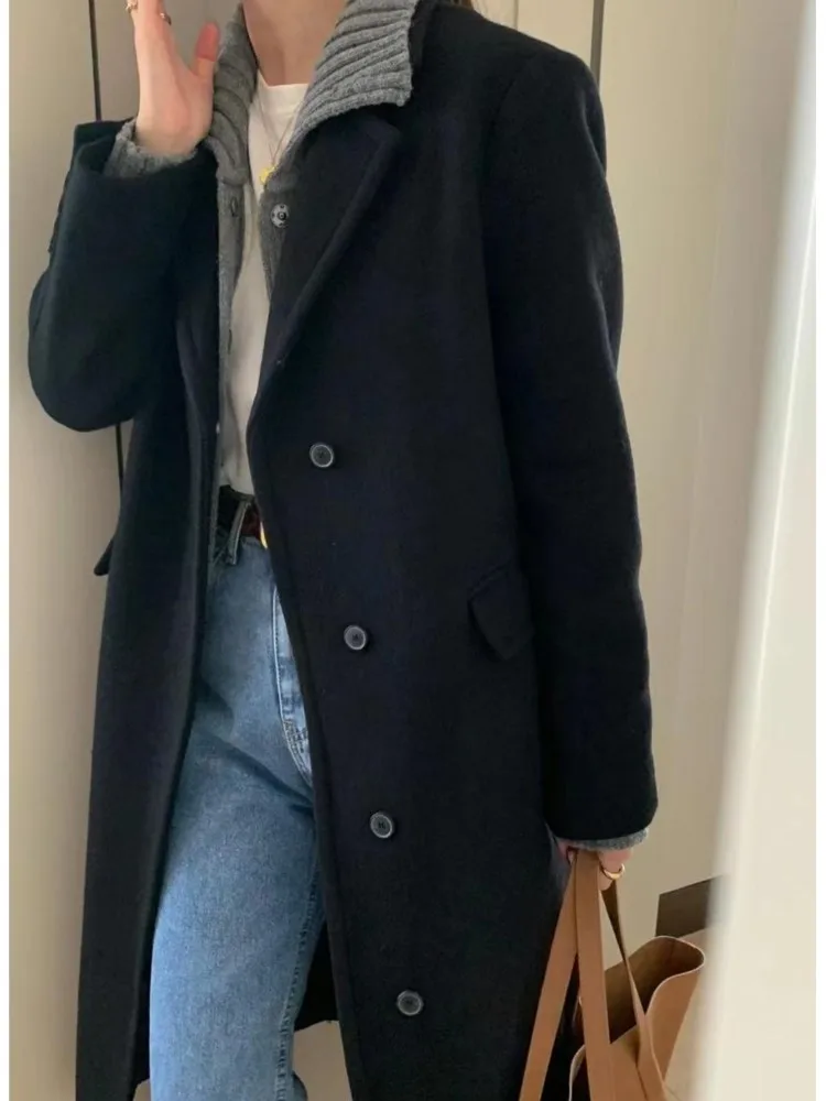 

Autumn Casual Basic Office Lady Women's Long Coats Turn Down Collar Single Breasted Loose Overcoat Korean Fashion Female Clothes