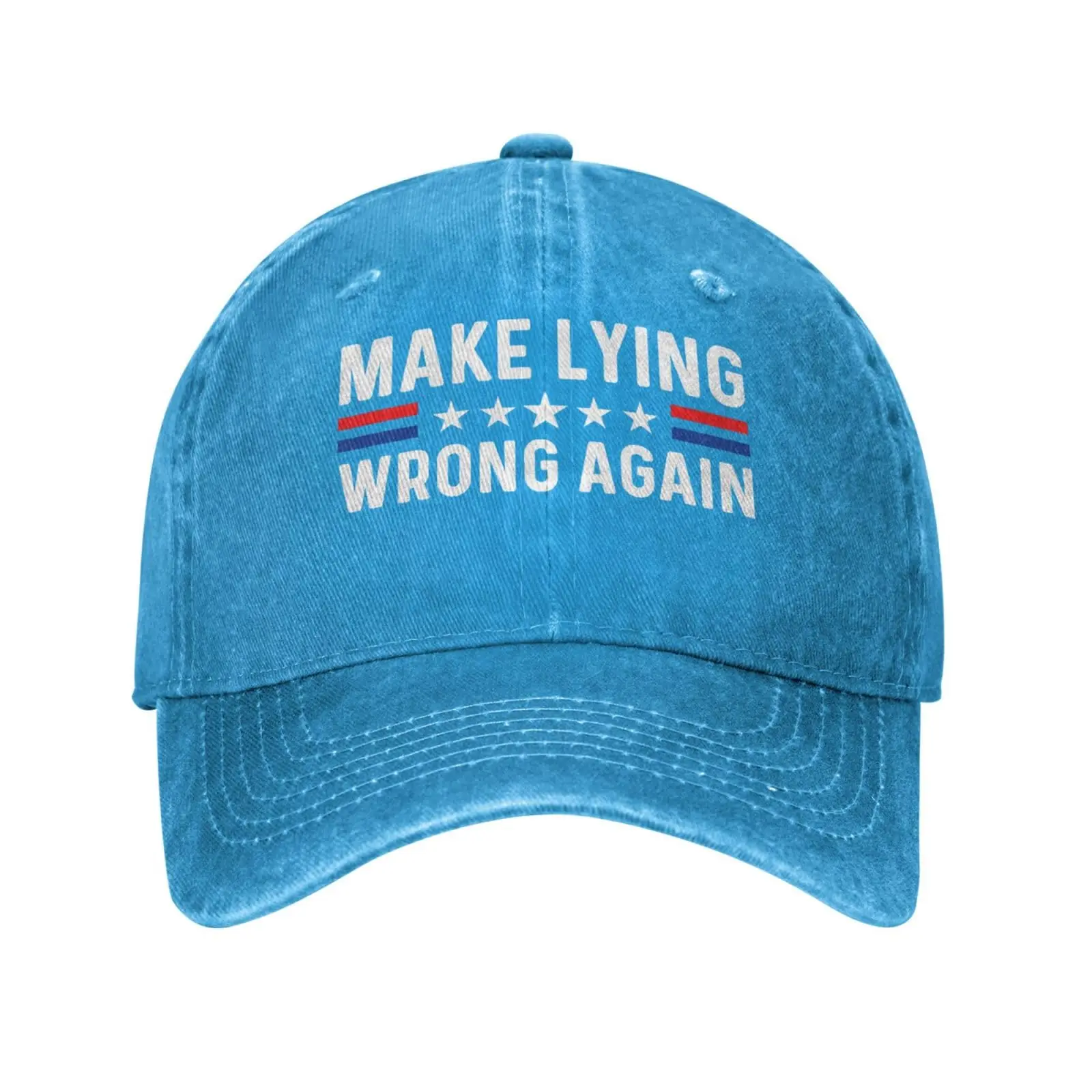 

Funny Make Lying Wrong Again Baseball Cap for Women Men Denim Hat Washed Cotton Fashion Cap Unisex Adjustable Streetwear Outdoor