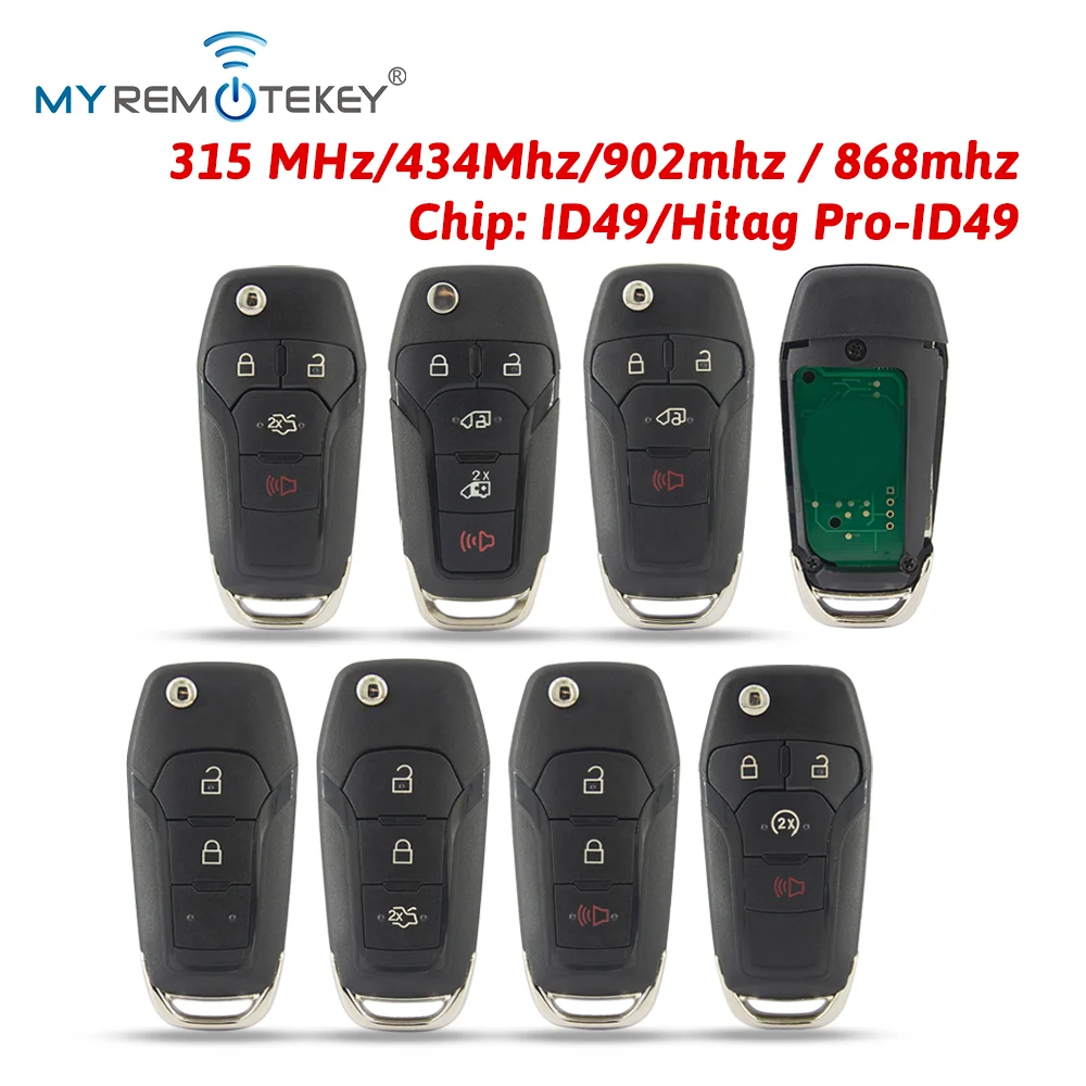 REMTEKEY Flip Smart Key Fob Remote Control ID49 315/433/868/902MHz For Ford F150 Ranger 2015 - 2018 Escort Fusion 2013-2016