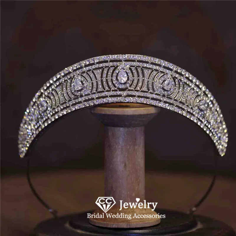 

CC Princess Crown Wedding Hair Accessories Women Headpiece Bridal Headbands Engagement Jewelry 100% Handmade Shining Tiara HS199