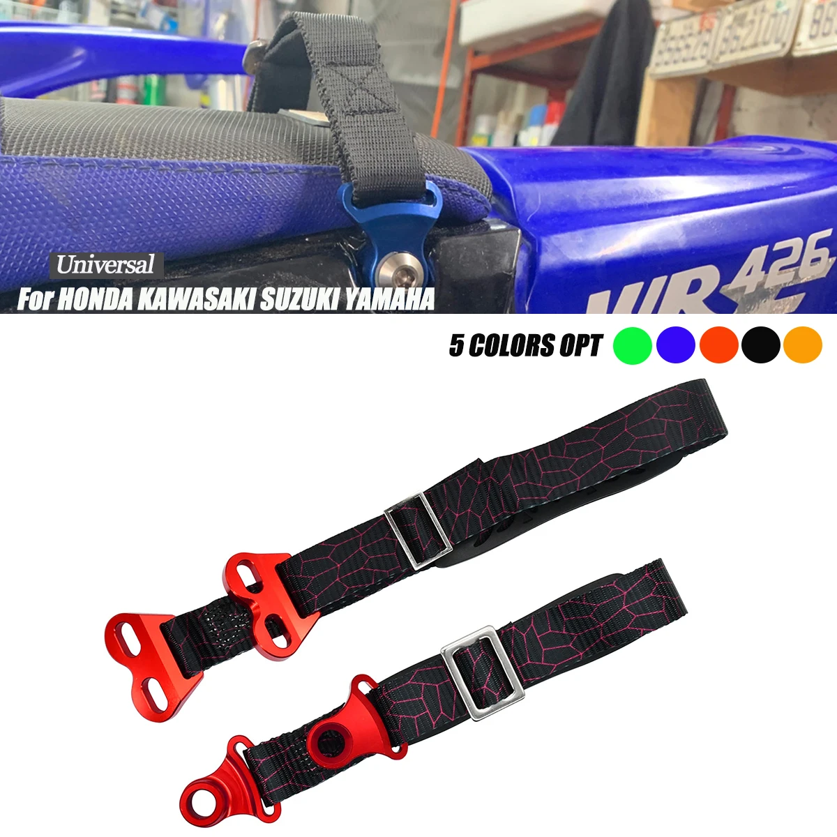 New CNC For HONDA Front Rear Rescue Strap Sling Pull Belt YAMAHA KAWASAKI CR CRF XR YZ WR WRF KXF KLX 85 125 150 250 450 R RX F