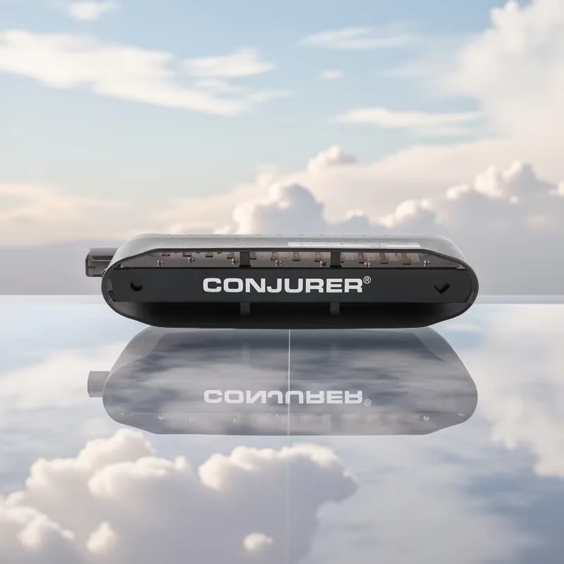 CONJURER NEW STYLE Chromatic Harmonica for Adults and Professionals Students with Unique Modern Design CJ12 Black Cover