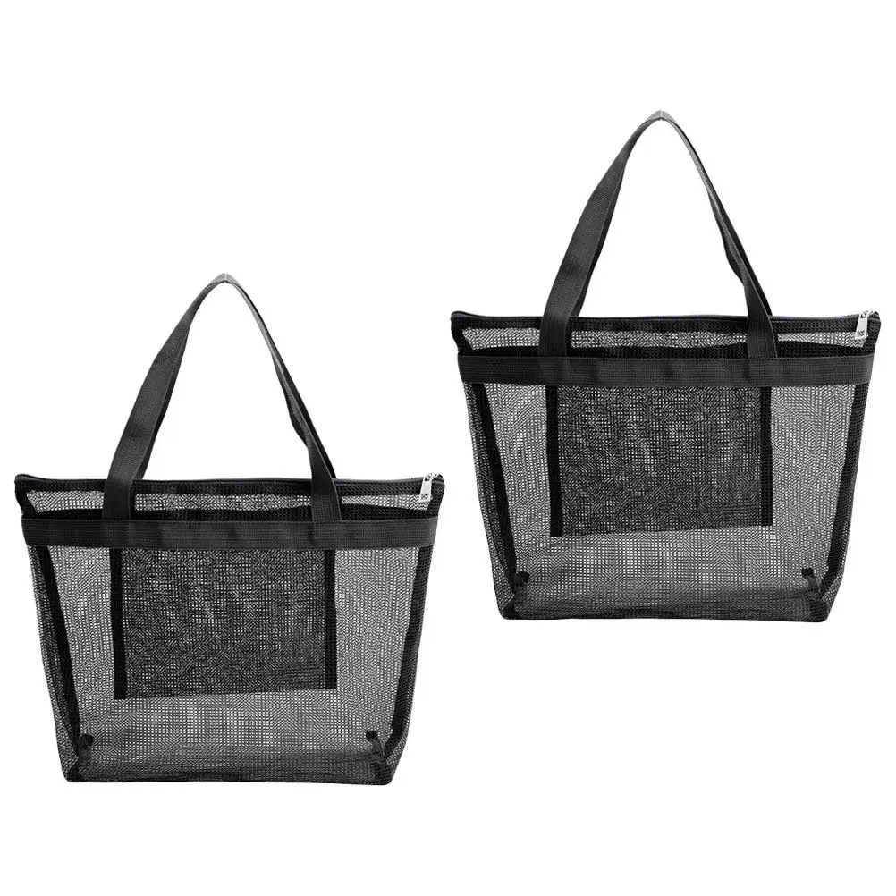 

2Pcs Beach Mesh Tote Bag Large Hollowed Out Mesh Bag for Travel Pool Beach with Reinforced Bottom and Quick Dry Design