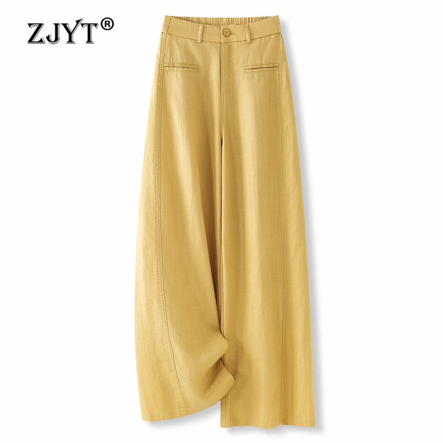 

ZJYT Spring Summer Casual Pants for Women 2026 New Elegant Loose Straight Office Wear Trousers Wide Leg Bottoms Female Lady