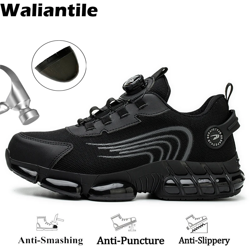 Waliantile Newest Men Safety Shoes Sneakers Puncture Proof Industrial Work Boots Anti-smashing Steel Toe Indestructible Shoe Man