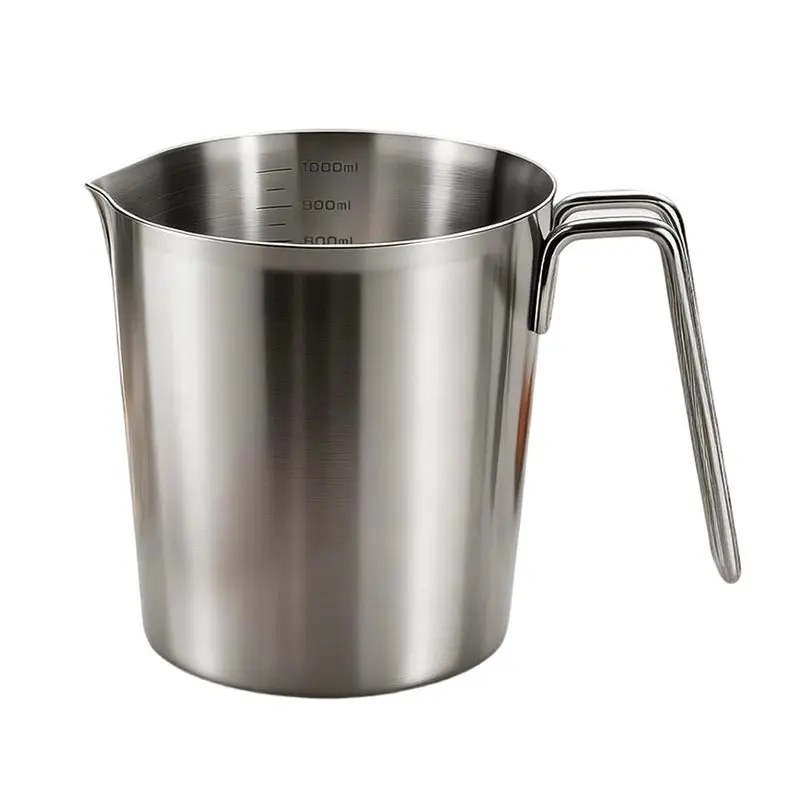 Jarra Medidora BAAJ de 1L de Acero Inoxidable con Asa, Taza Medidora de Metal con Escala en ML, Apta para Lavavajillas, Recipien