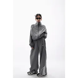 Nuovi Set di pantaloni autunno e inverno Y2K donna Streetwear Vintage anni '90 Set di due pezzi tuta oversize pantaloni da pista a gamba larga Hip Hop Jack