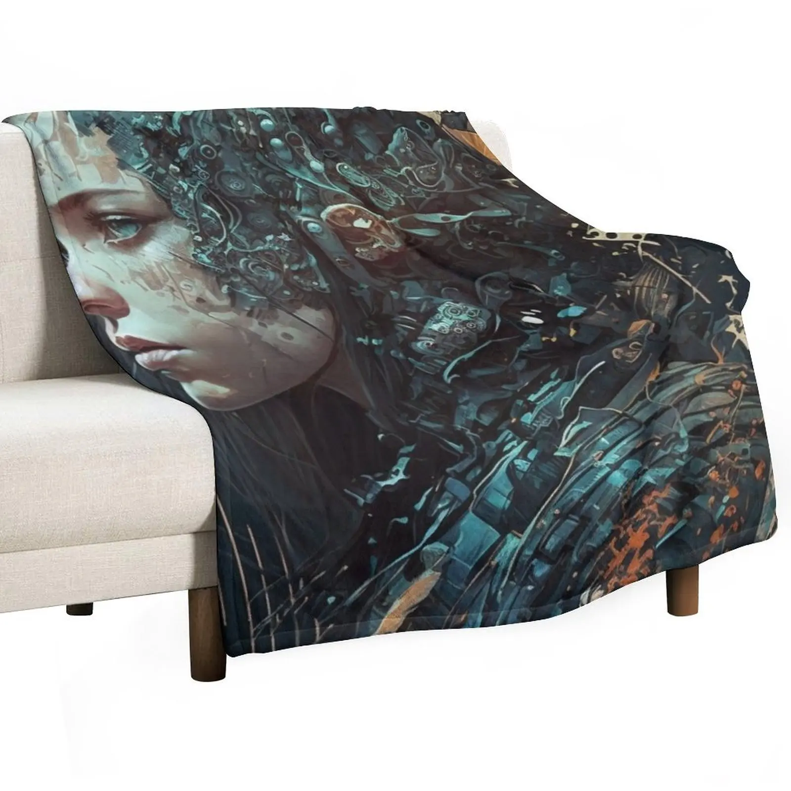 Cyberpunk Girl Throw Blanket Bed covers Luxury Throw Sofa for sofa Thins Hairys Blankets