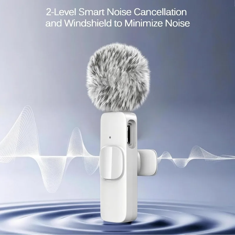 Microfono Lavalier Wireless Mini con Cancellazione del Rumore per iPhone/Android USB-C, Registrazione Video, Podcast e Vlog