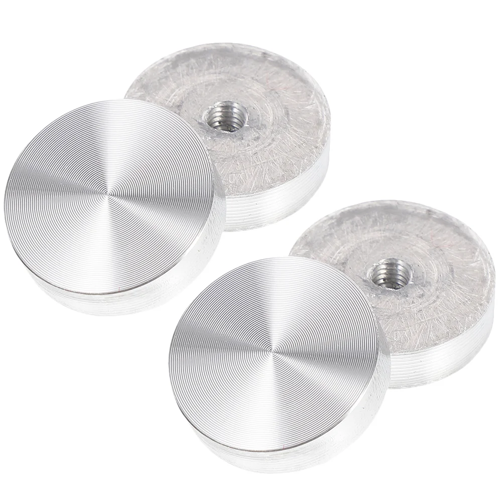 4 Pcs Coffee Tables Tops Adapter Round Solid Aluminum Cake Glass Silver Alloy Disc