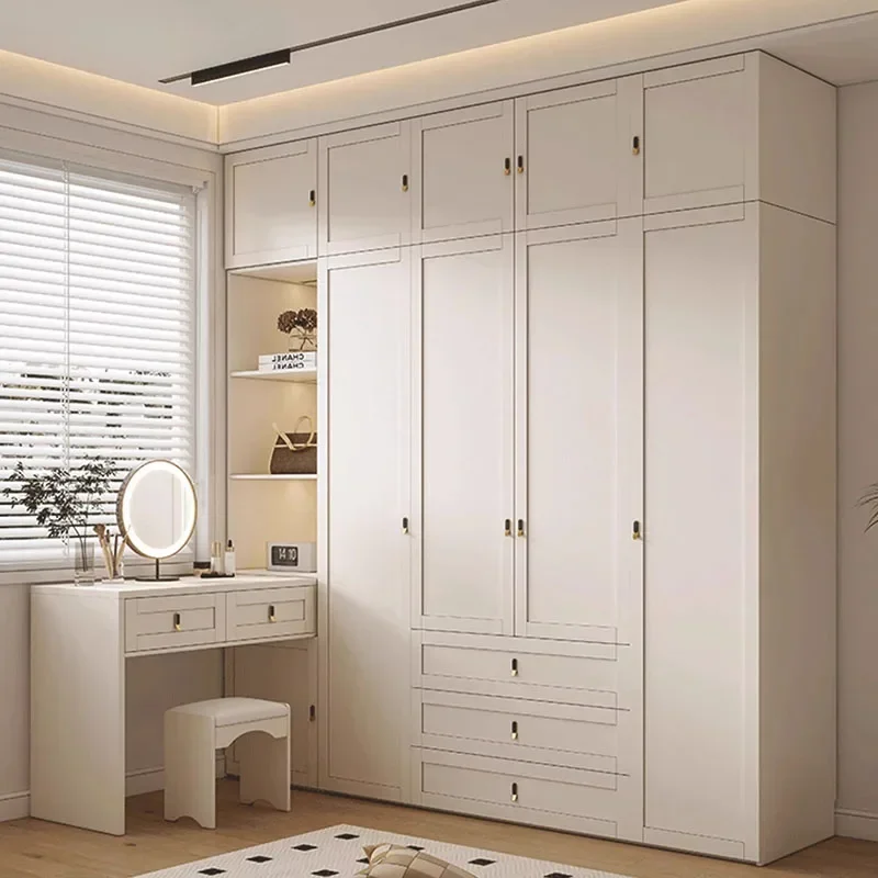 

Многослойные скандинавские шкафы-купе класса люкс с дверцами, туалетный столик, минималистичные шкафы для хранения, сборные шкафы для одежды, мебель для спальни