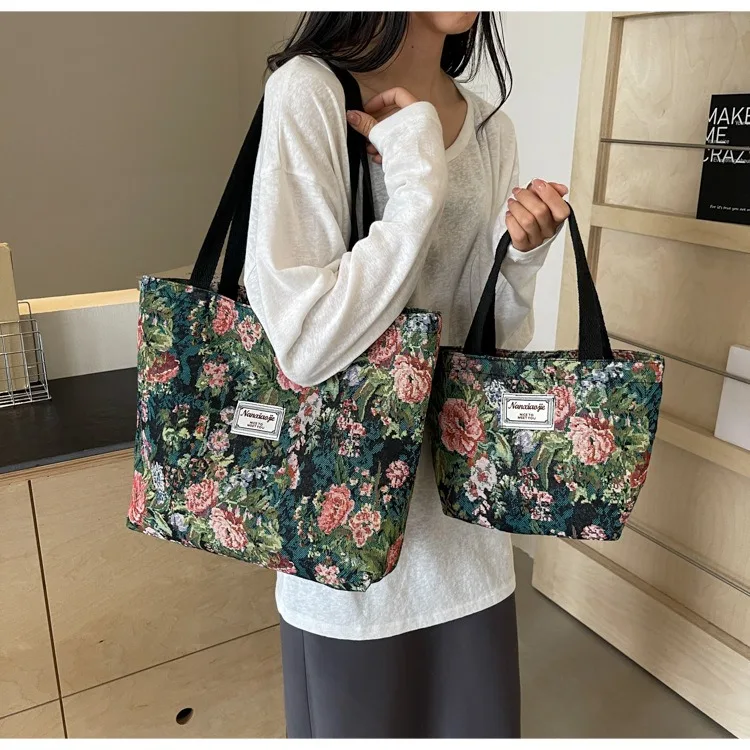 Women Large Capacity Canvas Shoulder Bag, Ins Minimalist Tote Bag Handbag for School Office Shopping Travel Daily Commute image 4