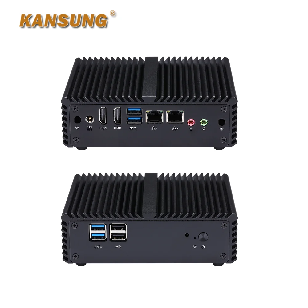 저전력 소비 2 LAN 2 HD 인텔 펜티엄 J3710 브라스웰 쿼드 코어 프로세서, 팬리스 12V X86 싱글 보드 넷톱 미니 PC