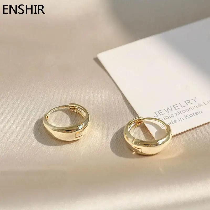 ENSHIR Fashion Gold Plated Silver Color Hoop Earrings For Women Exquisite Geometric Piercing Earrings Wedding Party Jewelry