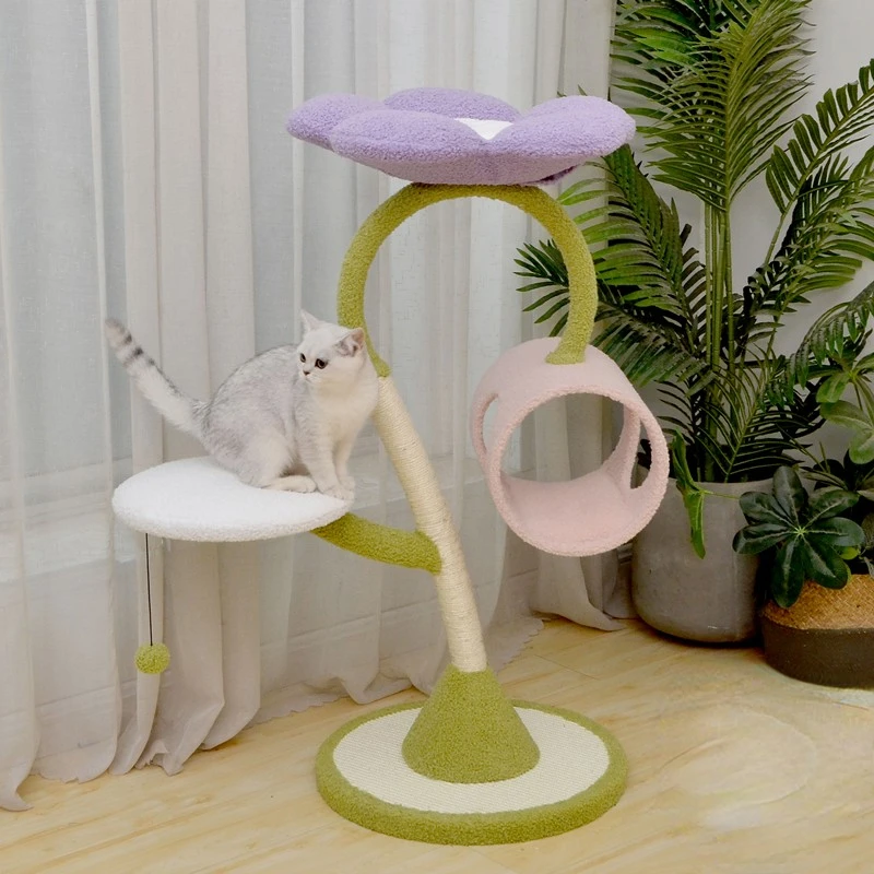 Flower cat climbing frame removable and washable cat scratch post cat jumping platform cat litter cat tree cat