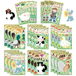 8/16/32pcs Farm Animal Make a face Kids Sticker DIY Assemble Facial Features Match Stickers Education Toys for Boys Girls Gifts