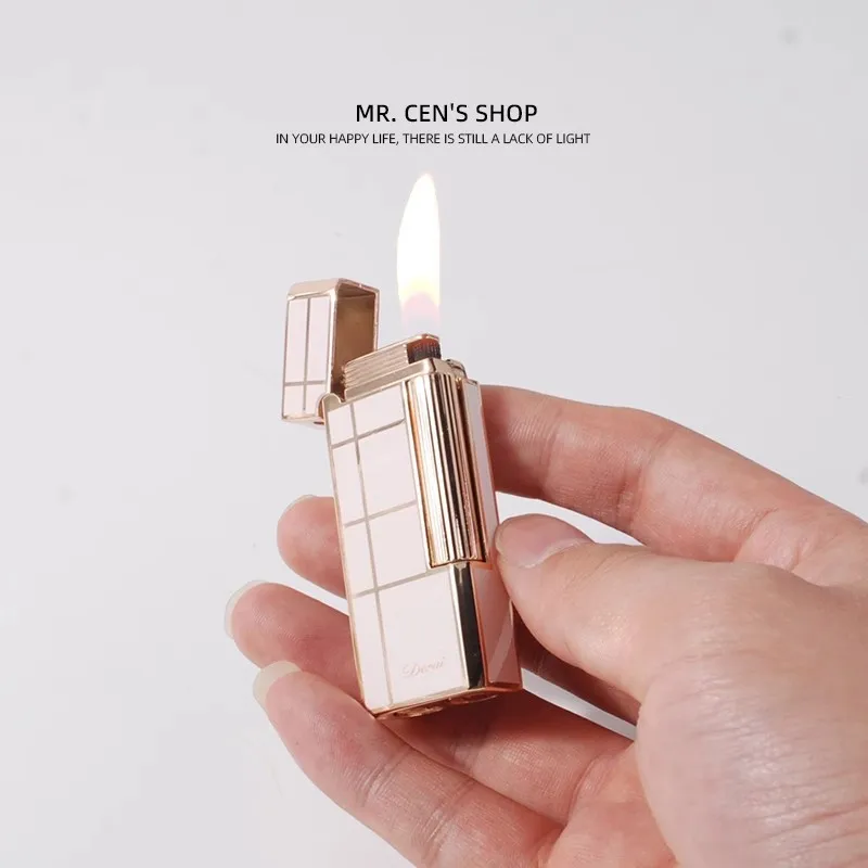 

Derui Original Narrow Ping Sound Gas Lighter Compact Jet Butane Cold Cigar Lighter Grinding Wheel Pipe Cigarette Accessories